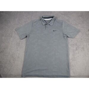 Nike Golf Tour Performance Gray Geometric Camo Dri-FIT Polo Shirt Mens Medium